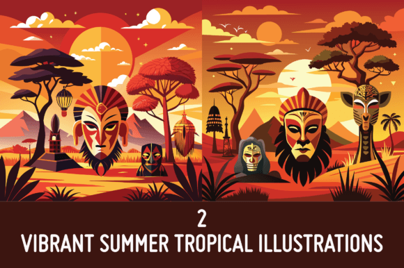 2 African Savannah Summer Illustrations Review for Embroidery Projects
