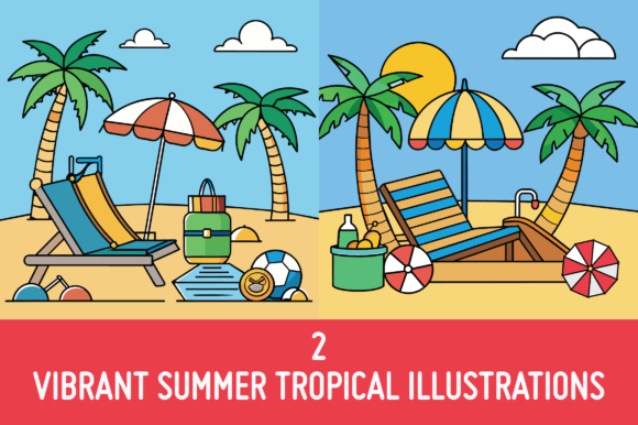 2 Awesome Beach Illustration Freebie for Handmade Businesses