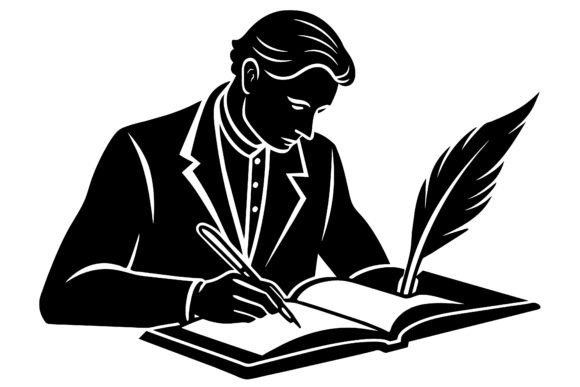 A Book Writer Vector Graphic for Freebies and Creative Projects