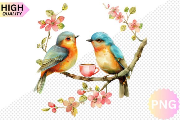 Bird and Coffee Clipart Sublimation for Crafts & Graphics