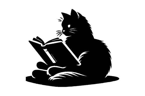 Free Cat Reading Book Vector for Crafts and Graphics