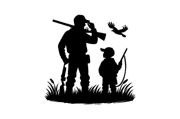Free Dad and Son Hunting Vector: A Versatile Graphic Design Asset for Branding