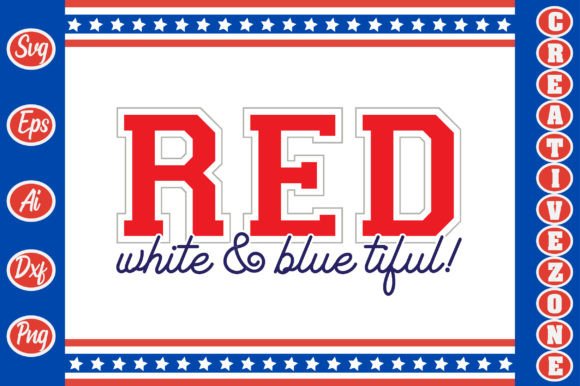 Red White Blue Tiful Graphics for Crafts and Local Business Branding