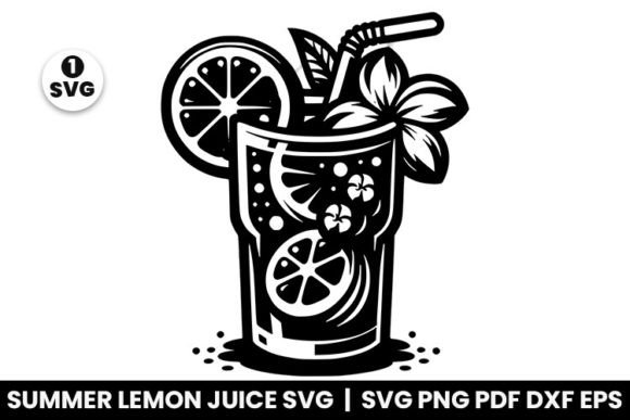 Summer Lemon Juice Glass SVG Element PNG for Crafts and Graphics