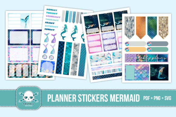 Weekly Planner Mermaid Stickers: A Playful Graphic Design Asset for Crafts and Local Branding